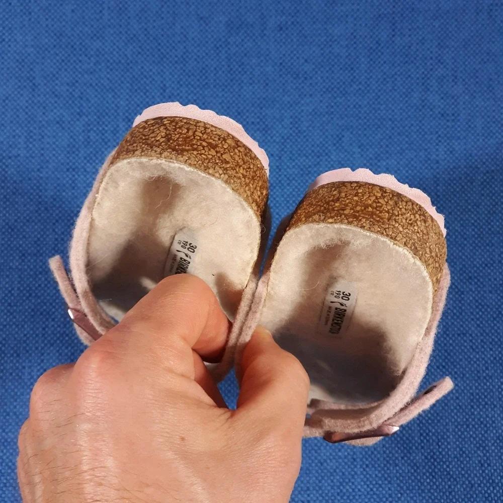 Birkenstock Arizona Shearling Sandals Slides Kids Girls Size 12 Pink Fuzzy